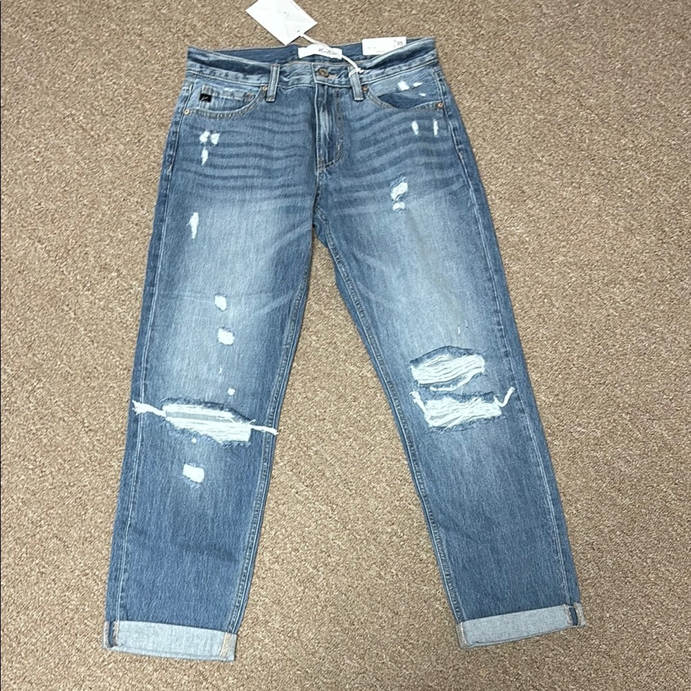 KanCan Blue Boyfriend Jeans Distressed Relaxed Fit
